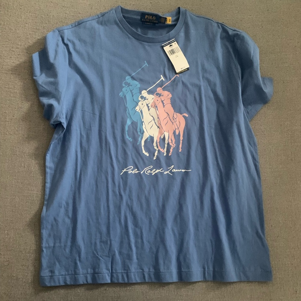 NWT Polo by Ralph Lauren Light Blue Polo Graphic Tee
